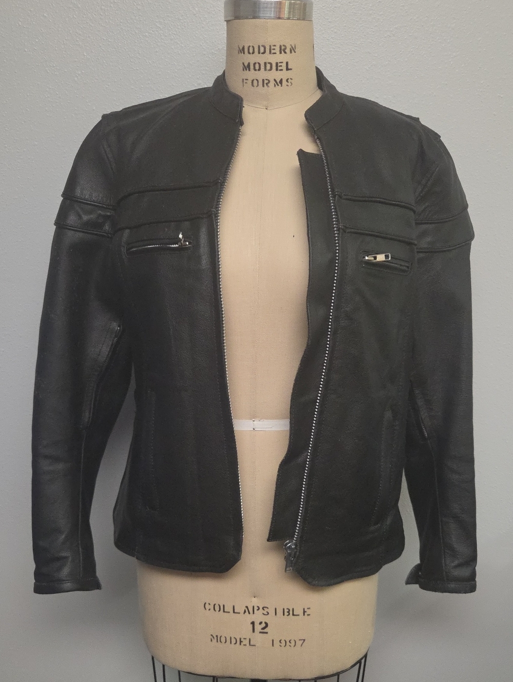 Men's Black Leather Moto Bomber Jacket